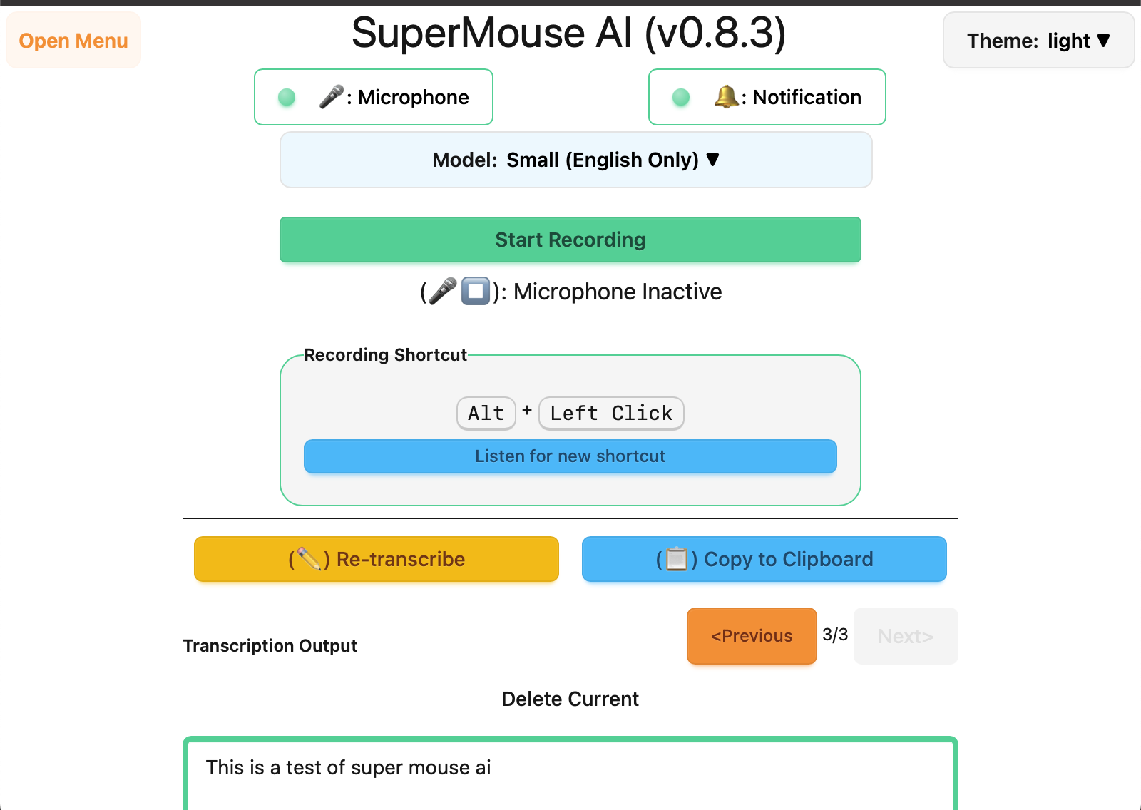 Screenshot of Super Mouse AI running