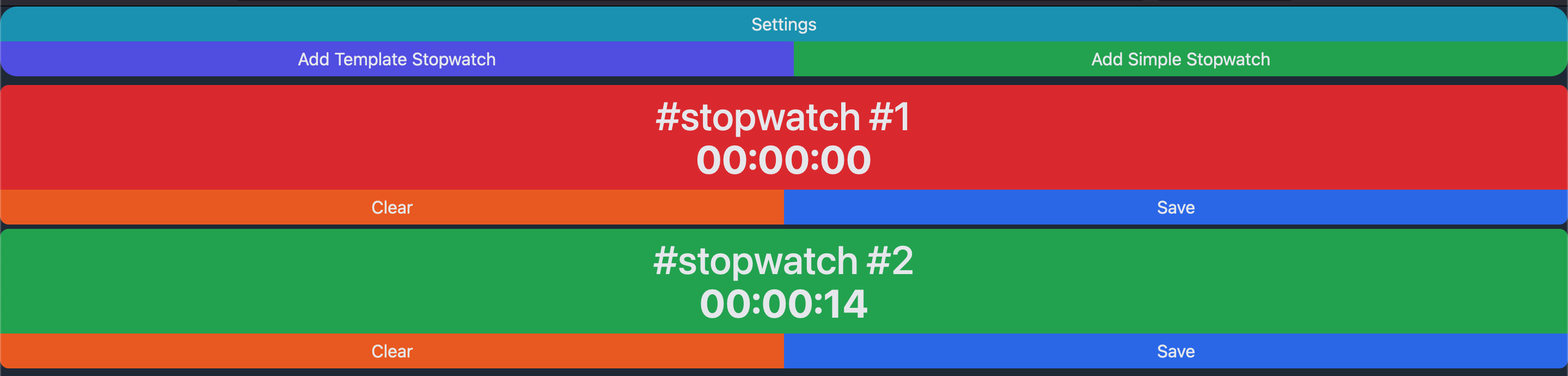 Screenshot of Stopwatch plugin for Nomie 6.